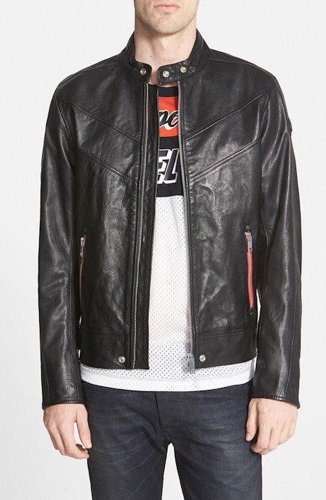 DIESEL® 'Reed' Black Buffalo Leather Moto Jacket